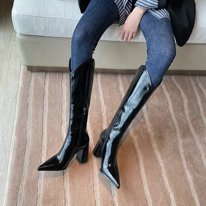 Autumn Faux Leather Women Knee High Boots Pointed Toe Long Chunky Block Size 40 2021 Fashion Women Womens Boots
Autumn Faux Leather Women Knee High Boots Pointed Toe Long Chunky Block Size 40 2021 Fashion Women Womens Boots