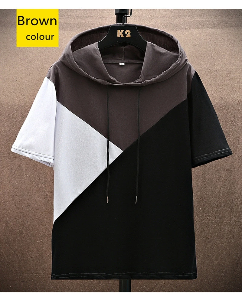 Men's Fashion Multicolor Spliced Hooded Early Autumn Cotton Casual Hoodies Youth Menswear Short Sleeve T-Shirt Summer Loose
Men's Fashion Multicolor Spliced Hooded Early Autumn Cotton Casual Hoodies Youth Menswear Short Sleeve T-Shirt Summer Loose