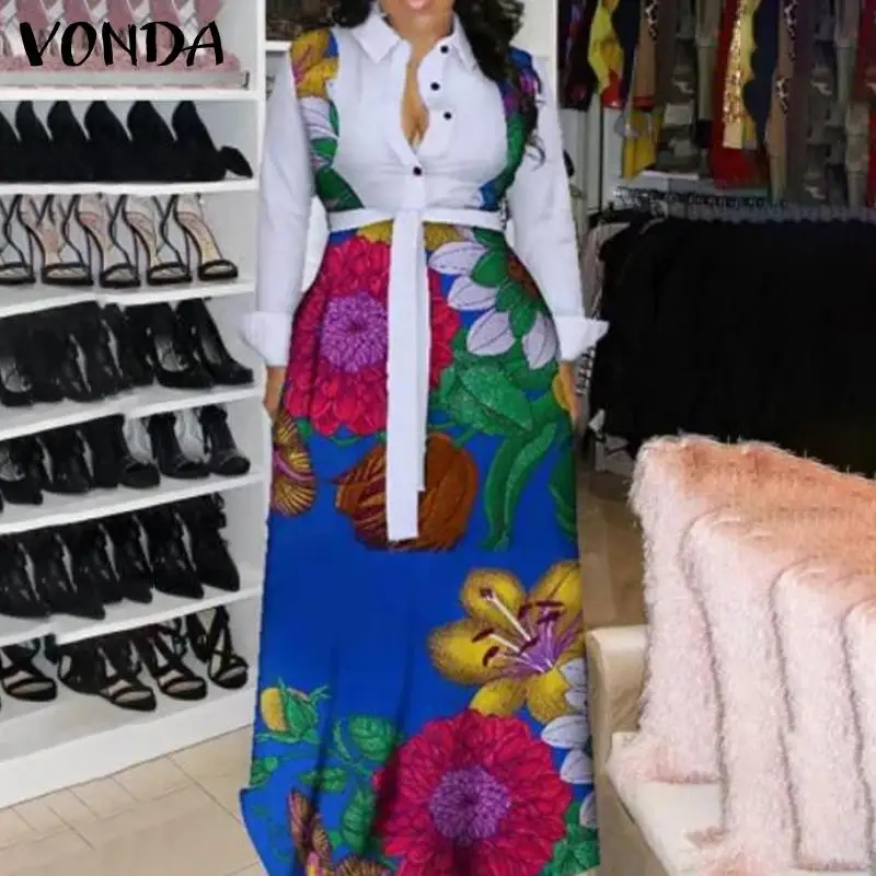 Maxi Long Dress 2022 VONDA Women Long Sleeve Lapel Collar Button Up Shirt Dresses High Waist Vintage Floral Bohemian Vestidos
Maxi Long Dress 2022 VONDA Women Long Sleeve Lapel Collar Button Up Shirt Dresses High Waist Vintage Floral Bohemian Vestidos