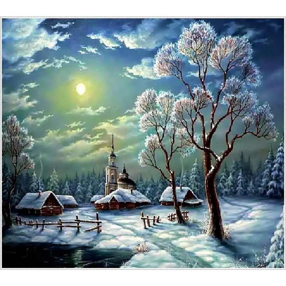 ChiMeng 5D Diamond Painting Full Drill Landscape Painting Mosaic Handmade Diy Moon Snow White Tree Art Painting Home Decoration 
ChiMeng 5D Diamond Painting Full Drill Landscape Painting Mosaic Handmade Diy Moon Snow White Tree Art Painting Home Decoration