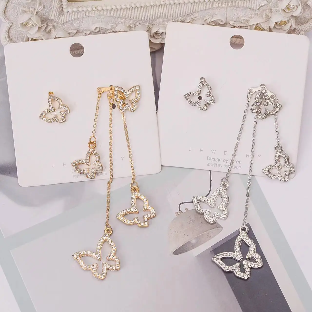 Cute New Girl Butterfly Inlaid Zircon Earring Asymmetric Stud Earrings Tassel Women Jewelry Gift
Cute New Girl Butterfly Inlaid Zircon Earring Asymmetric Stud Earrings Tassel Women Jewelry Gift