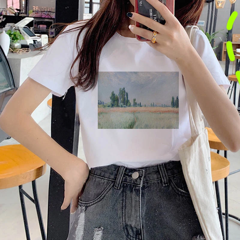 Oil painting Printed T Shirt Women 90s Graphic T-shirt O-neck Girl Short Sleeve Harajuku T shirt White Tops Female Tops
Oil painting Printed T Shirt Women 90s Graphic T-shirt O-neck Girl Short Sleeve Harajuku T shirt White Tops Female Tops