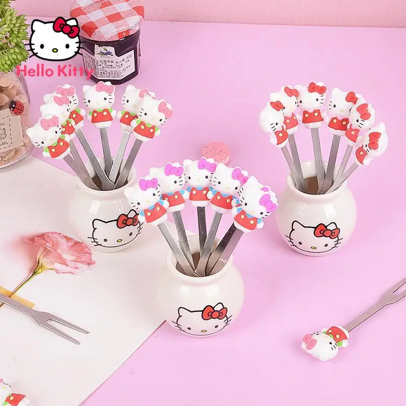 Hello Kitty Baby Cartoon Fruit Fork Set of 6 Creative Cute Stainless Steel Children's Nordic Household Safety Fork
Hello Kitty Baby Cartoon Fruit Fork Set of 6 Creative Cute Stainless Steel Children's Nordic Household Safety Fork