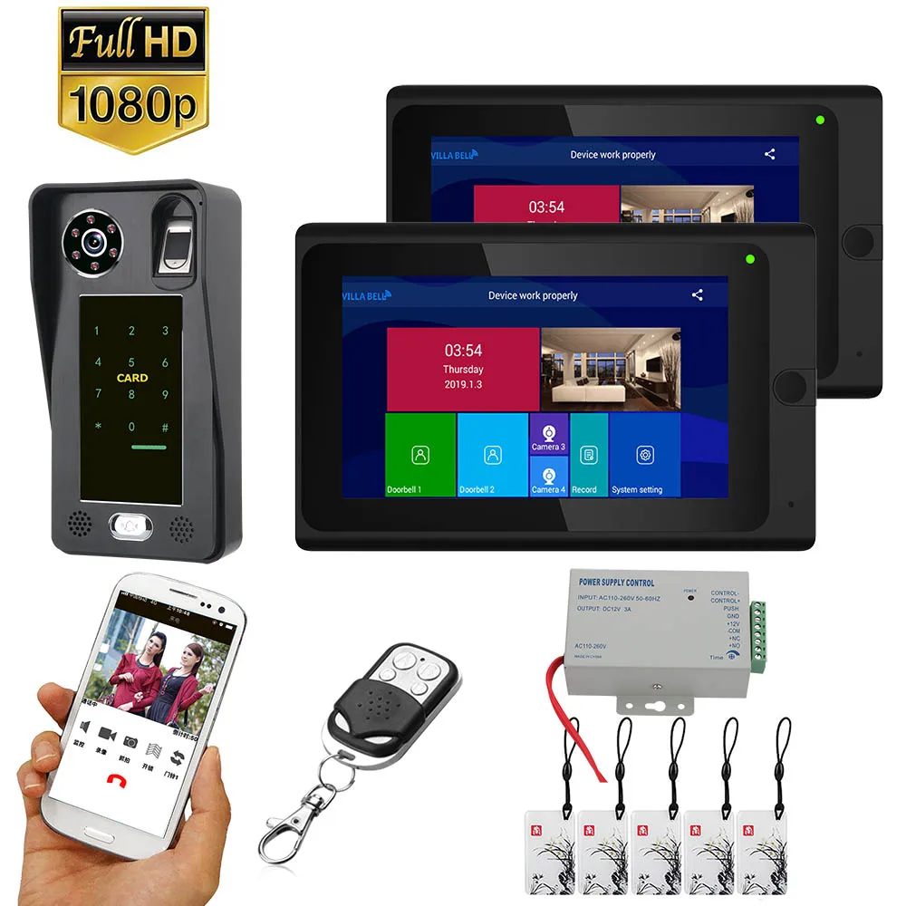 Wifi Wireless Fingerprint IC Card Video Door Phone Doorbell Intercom System with Wired AHD 1080P Support Remote APP unlocking
Wifi Wireless Fingerprint IC Card Video Door Phone Doorbell Intercom System with Wired AHD 1080P Support Remote APP unlocking