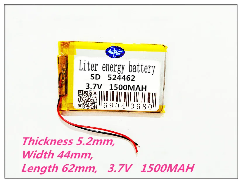 524462 3.7V 1500MAH Lithium Polymer Li-Po li ion Rechargeable Battery cells For Mp3 MP4 MP5 GPS mobile bluetooth
524462 3.7V 1500MAH Lithium Polymer Li-Po li ion Rechargeable Battery cells For Mp3 MP4 MP5 GPS mobile bluetooth