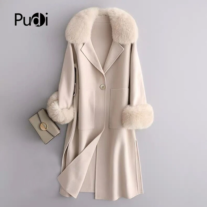 Woman Real Fur Coat Wool Blends Jacket With Real Fox Fur Collar Cuff Winter Warm Female Overcoats ZY906 
Woman Real Fur Coat Wool Blends Jacket With Real Fox Fur Collar Cuff Winter Warm Female Overcoats ZY906