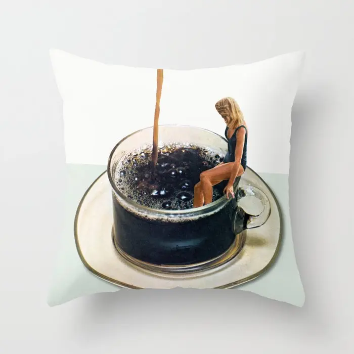 Ударная Установка мультфильм Кофе печати полиэфирная Подушка Чехол для подушки