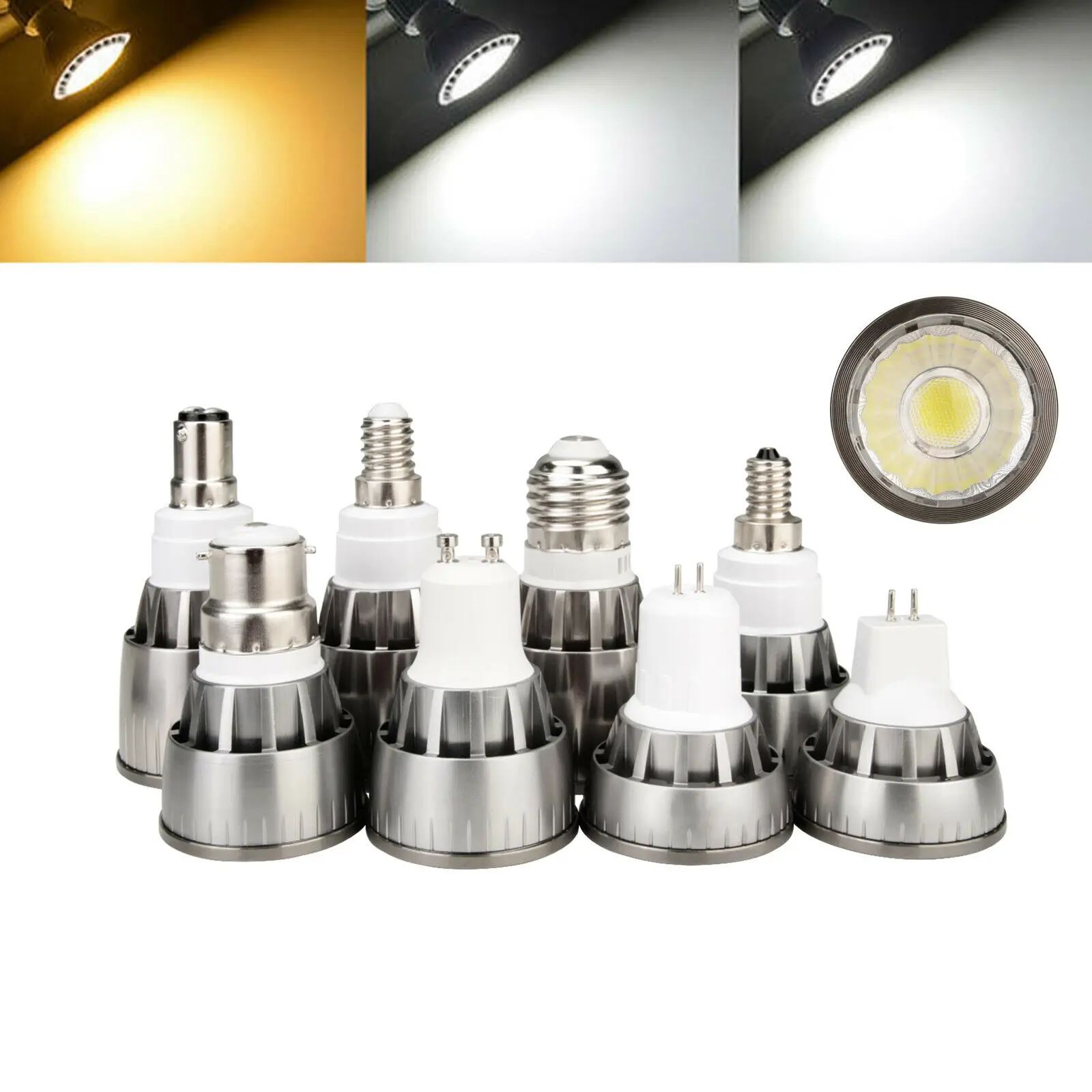 

GU10 LED COB Spotlight Bulb E12 E14 E27 MR16 GU5.3 B15 7W 9W 12W Lamp Warm Cool White Neutral White 12V 85-265V Lamps For Home