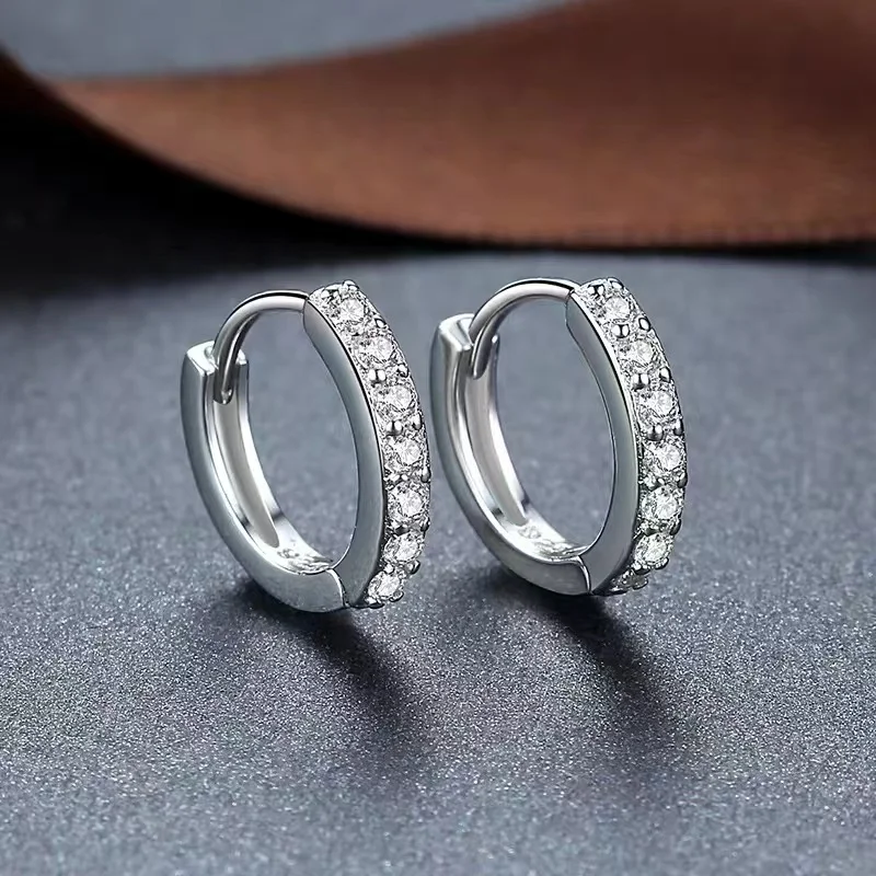 Женские серьги-кольца из серебра 100% пробы с кристаллами | Украшения и аксессуары