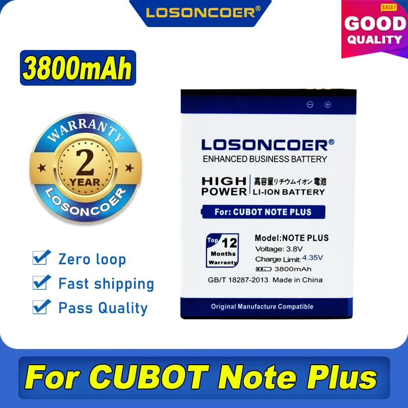 100% Оригинальный аккумулятор LOSONCOER 3800 мА · ч для CUBOT Note Plus | Мобильные телефоны и