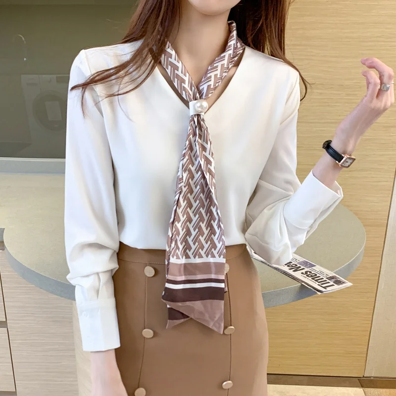 Fashion chiffon women tops elegant female long sleeve chiffon office shirt korean 2021 new Spring chiffon blouse 
Fashion chiffon women tops elegant female long sleeve chiffon office shirt korean 2021 new Spring chiffon blouse