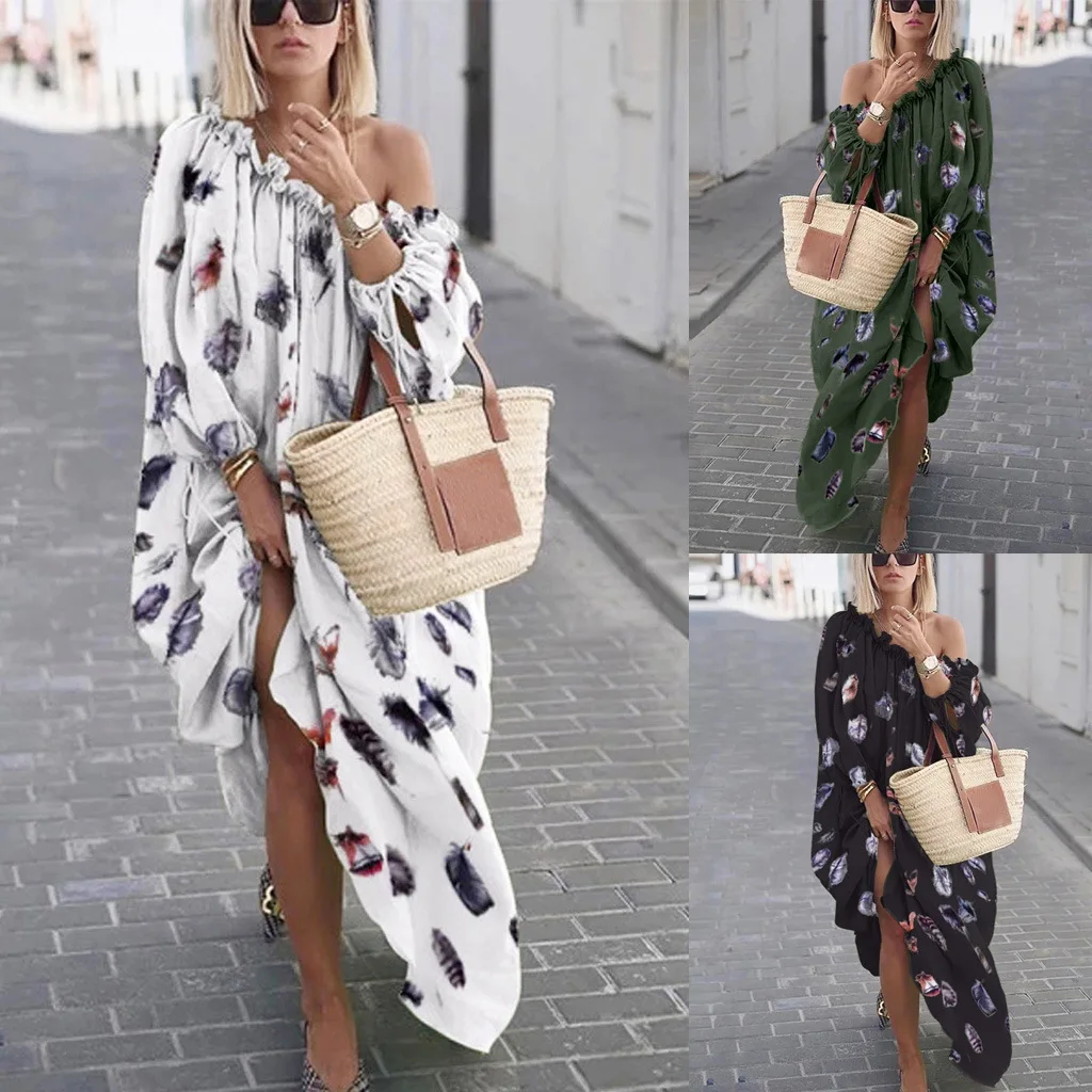 2021 Women's Summer Sexy One-shoulder Long Dress Female Printed Holiday Mujer Vestido
2021 Women's Summer Sexy One-shoulder Long Dress Female Printed Holiday Mujer Vestido