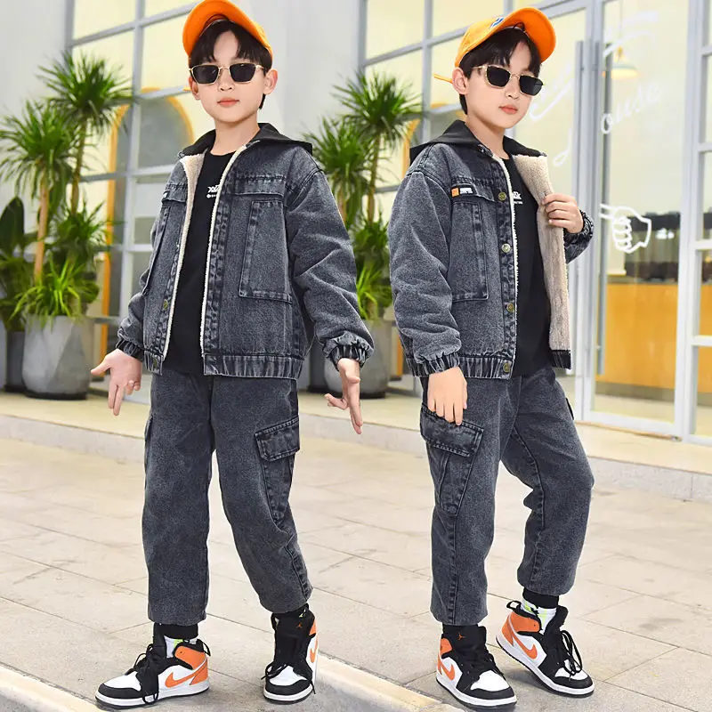 Denim Boy Two-Piece Suit Winter New 2021 Korean Version Plus Velvet Thickening Fashion Keep Warm Casual Children's Clothing
Denim Boy Two-Piece Suit Winter New 2021 Korean Version Plus Velvet Thickening Fashion Keep Warm Casual Children's Clothing