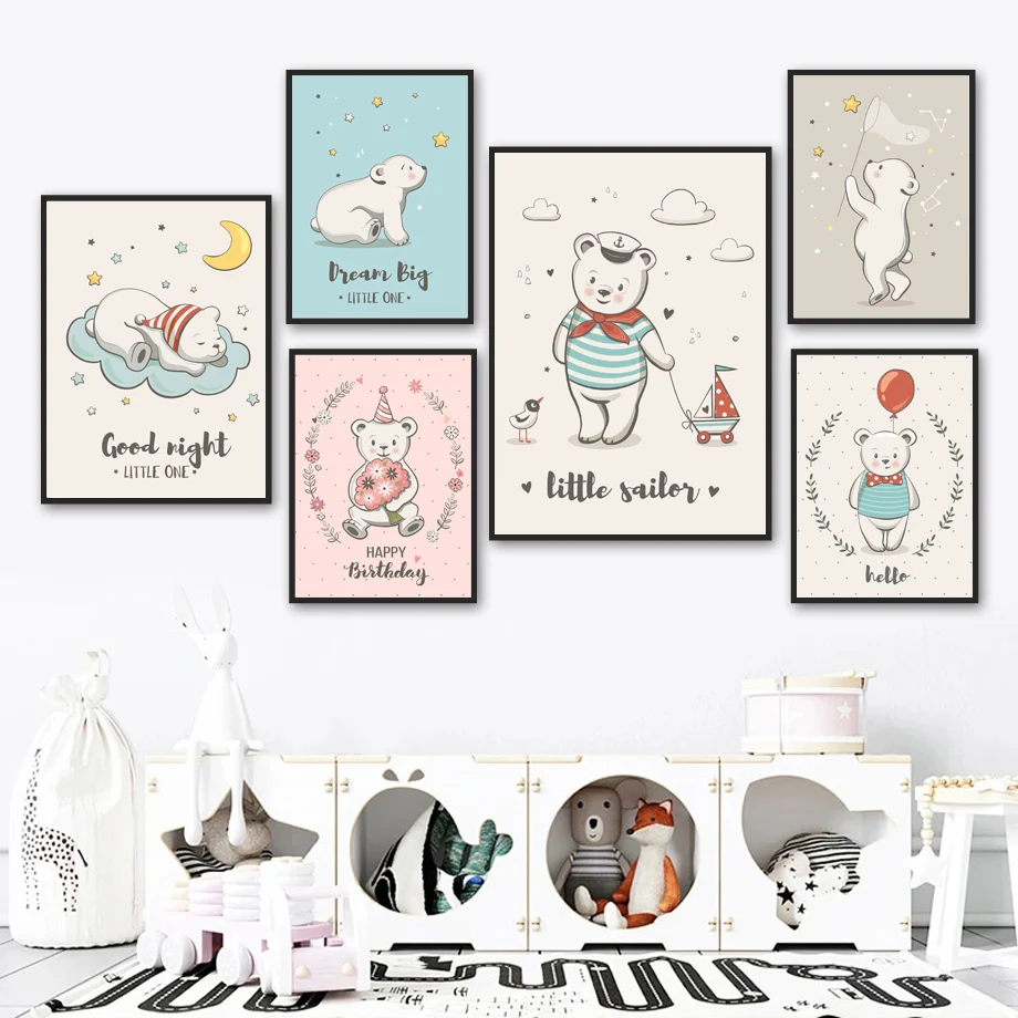 Bear Disport Moon Star Cloud Balloon Flower Wall Art Canvas Painting Nordic Posters And Prints Wall Pictures For Kids Room Decor
Bear Disport Moon Star Cloud Balloon Flower Wall Art Canvas Painting Nordic Posters And Prints Wall Pictures For Kids Room Decor