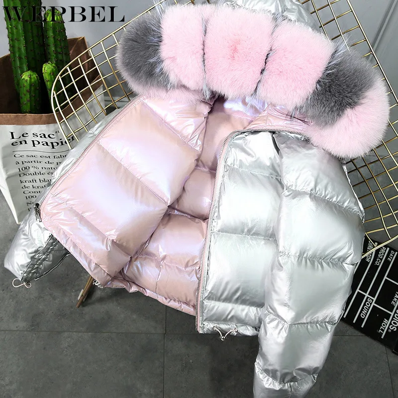 WEPBEL Women Double-faced Glossy Fox Big Fur Collar Down Bubble Jacket Female Short Bread Dress Thick Coat Hoodie Jacket
WEPBEL Women Double-faced Glossy Fox Big Fur Collar Down Bubble Jacket Female Short Bread Dress Thick Coat Hoodie Jacket