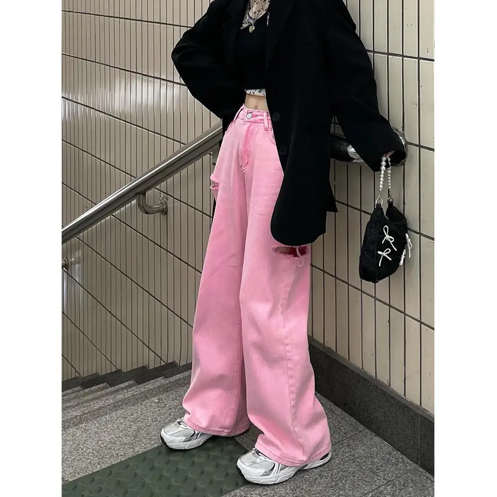 Jeans for Women 2021 New High Waist Straight Slimming Wide-Leg Pants Fat Sister Large Size Pink Side Ripped
Jeans for Women 2021 New High Waist Straight Slimming Wide-Leg Pants Fat Sister Large Size Pink Side Ripped