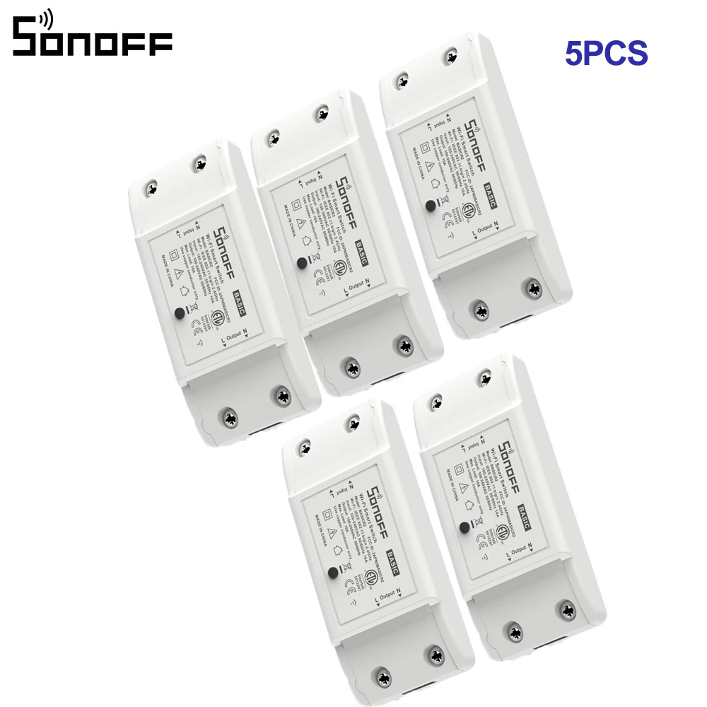5PCS Sonoff Basic 10A Wifi Smart Switch Remote Wireless Light Power Switch Intelligent Universal DIY Wifi Switch Work With Alexa
5PCS Sonoff Basic 10A Wifi Smart Switch Remote Wireless Light Power Switch Intelligent Universal DIY Wifi Switch Work With Alexa