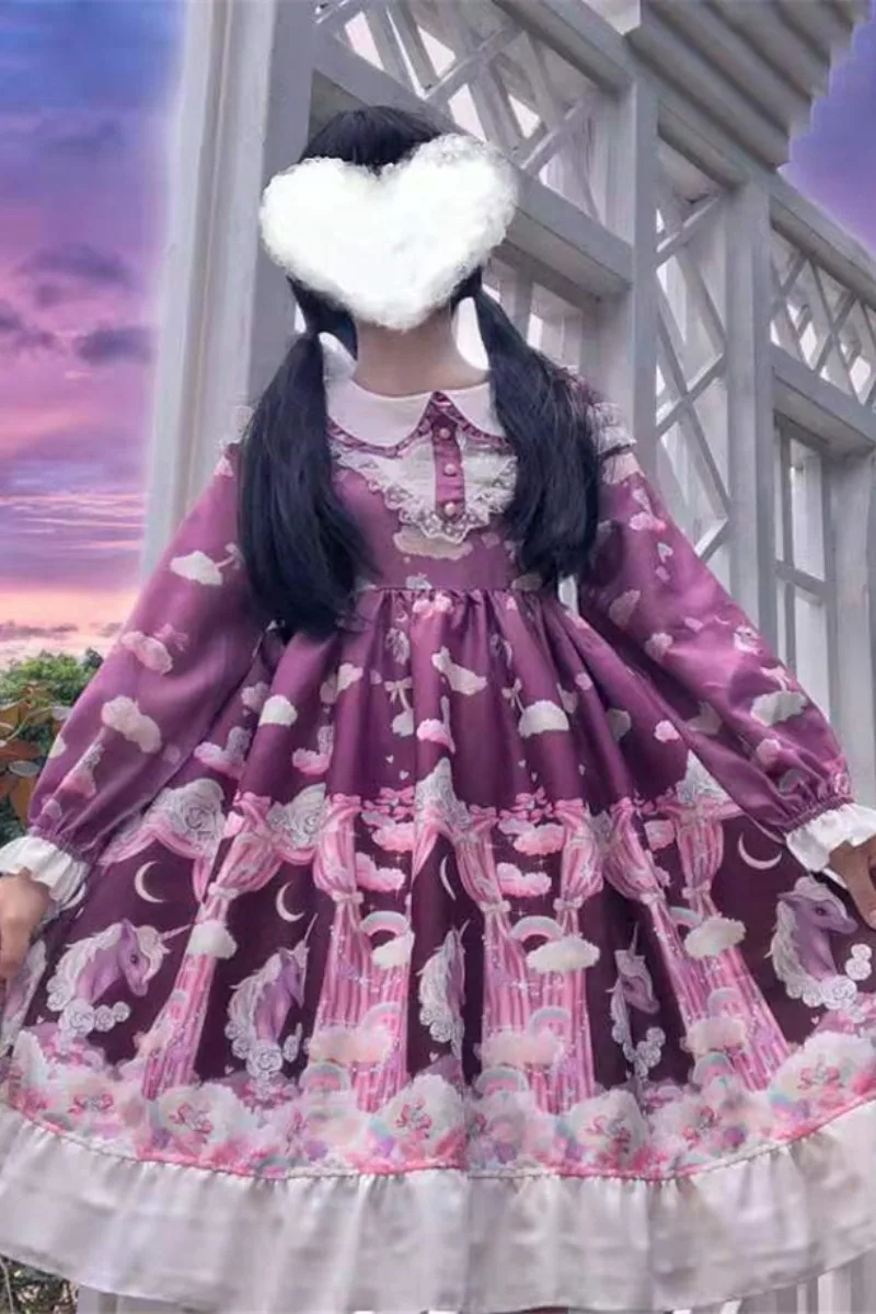 Women Kawaii Lolita dress cosplay sweet girl princess tea party loli cos Original Design Lolita Dream Unicorn op Long Sleeve
Women Kawaii Lolita dress cosplay sweet girl princess tea party loli cos Original Design Lolita Dream Unicorn op Long Sleeve