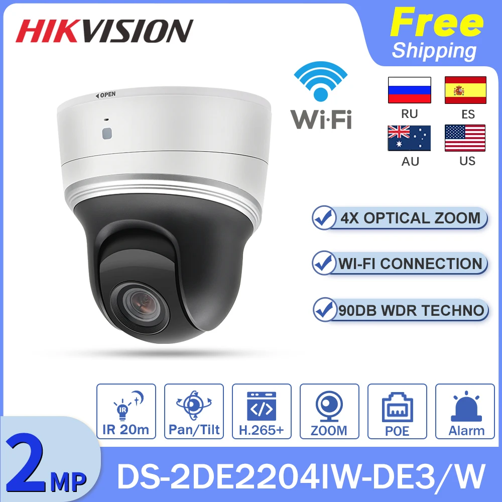 Камера Hikvision Wifi наружная PTZ 2 МП фотокамера/W 4X Zoom IR PoE H.265 + слот для SD-карты, камера наблюдения с Wi-Fi
Камера Hikvision Wifi наружная PTZ 2 МП фотокамера/W 4X Zoom IR PoE H.265 + слот для SD-карты, камера наблюдения с Wi-Fi