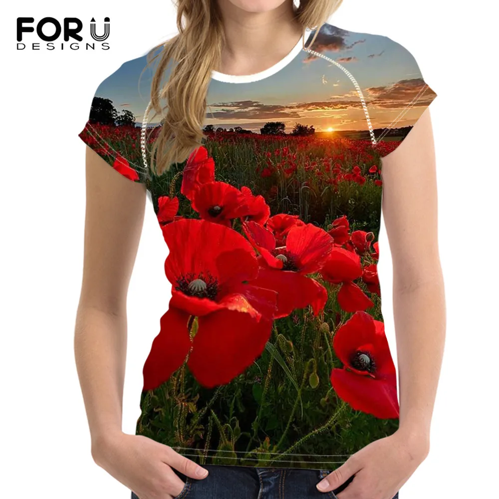 FORUDESIGNS Fashion Women Summer Short Sleeve T Shirts Beautiful Poppy Flower Design Female Harajuku Tops Large Size Loose Tees
FORUDESIGNS Fashion Women Summer Short Sleeve T Shirts Beautiful Poppy Flower Design Female Harajuku Tops Large Size Loose Tees