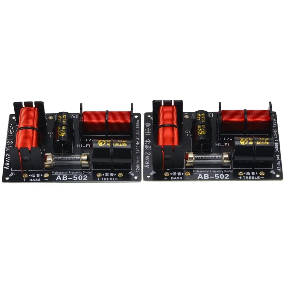 380W 3.4KHz 2 Way Speakers Crossover Tweeter Bass Two way divider Treble Woofer Frequency divider Standard 12db/oct
380W 3.4KHz 2 Way Speakers Crossover Tweeter Bass Two way divider Treble Woofer Frequency divider Standard 12db/oct