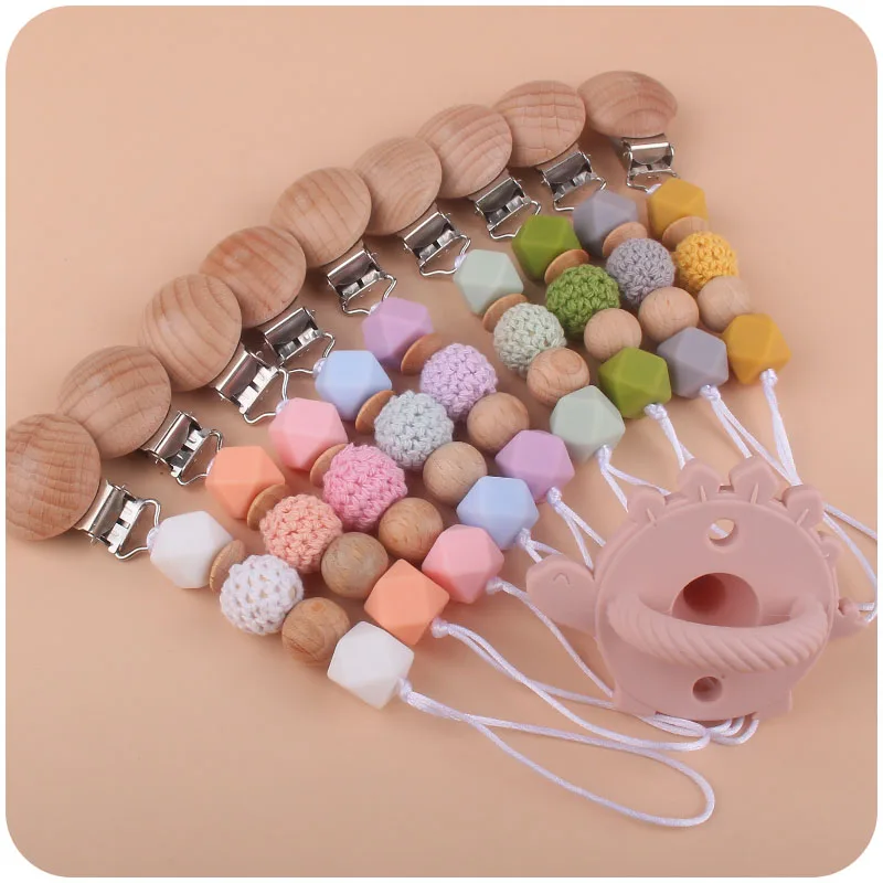 Short Newborn Baby Wooden Pacifier Holder Baby Silicone Beads Pacifier Clip Chain
Short Newborn Baby Wooden Pacifier Holder Baby Silicone Beads Pacifier Clip Chain