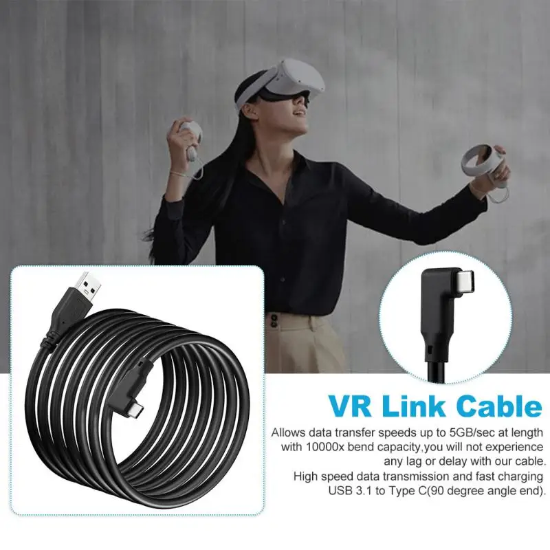 VR Accessories PC Gaming Replacement Parts Lightweight Flexible Portable 90 Degree Angle End Home Link Cable For Oculus Quest 2
VR Accessories PC Gaming Replacement Parts Lightweight Flexible Portable 90 Degree Angle End Home Link Cable For Oculus Quest 2
