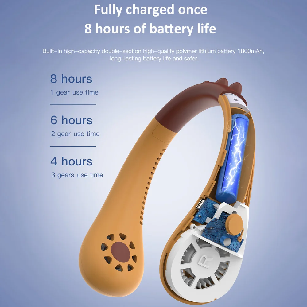 Neck Fan Kids Bladeless Fan Rechargeable Portable Sports Lazy Fan Air Cooler Cooling Mini Wearable Neckband Fans children 
Neck Fan Kids Bladeless Fan Rechargeable Portable Sports Lazy Fan Air Cooler Cooling Mini Wearable Neckband Fans children