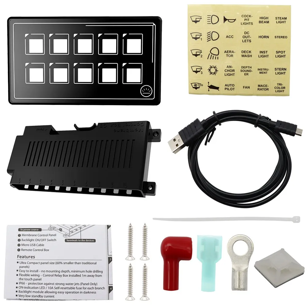 2021 New RV And Yacht Modified 10-position Button Switch Panel Bluetooth APP Control 5MM Ultra-thin Membrane Button Switch
2021 New RV And Yacht Modified 10-position Button Switch Panel Bluetooth APP Control 5MM Ultra-thin Membrane Button Switch