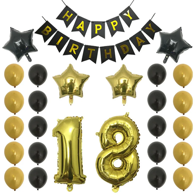Black Gold Happy Birthday Banner Number Foil Balloon Adult 16 18 21 30 40 50 60 Year Birthday Party Anniversary Decor Supplies
Black Gold Happy Birthday Banner Number Foil Balloon Adult 16 18 21 30 40 50 60 Year Birthday Party Anniversary Decor Supplies