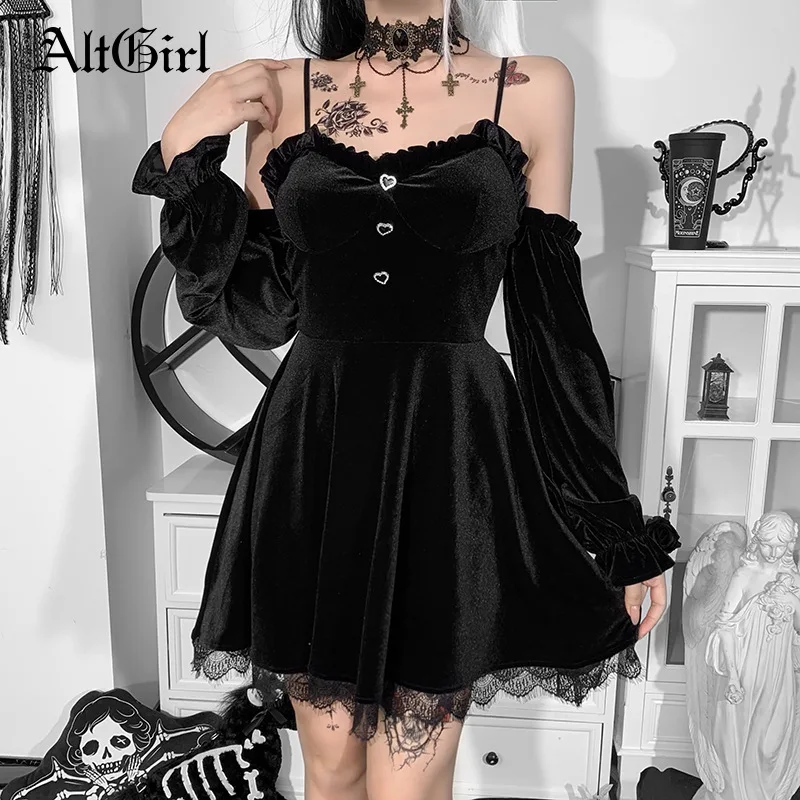 Женское бархатное платье с рюшами AltGirl, готическое платье в стиле «лолита», элегантное винтажное платье с кружевной отделкой в стиле гранж и...
Женское бархатное платье с рюшами AltGirl, готическое платье в стиле «лолита», элегантное винтажное платье с кружевной отделкой в стиле гранж и...