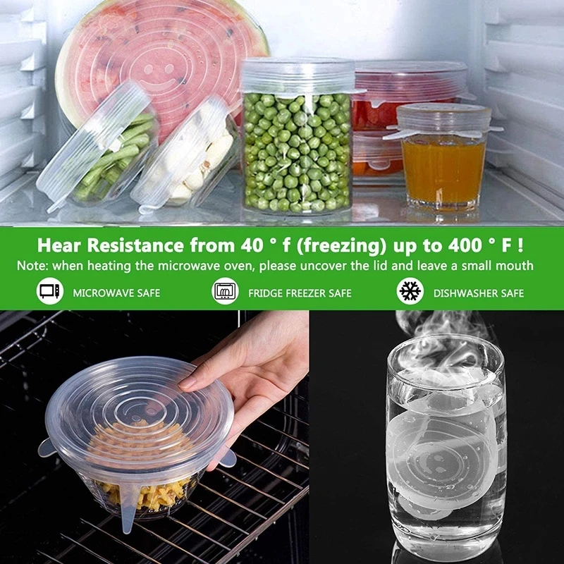 6/12pcs Silicone Stretch Lids Universal Lids Silicone Food Bowl Pot Wrap Lid Pan Food Fresh Cover Cooking Microwave Cover
6/12pcs Silicone Stretch Lids Universal Lids Silicone Food Bowl Pot Wrap Lid Pan Food Fresh Cover Cooking Microwave Cover