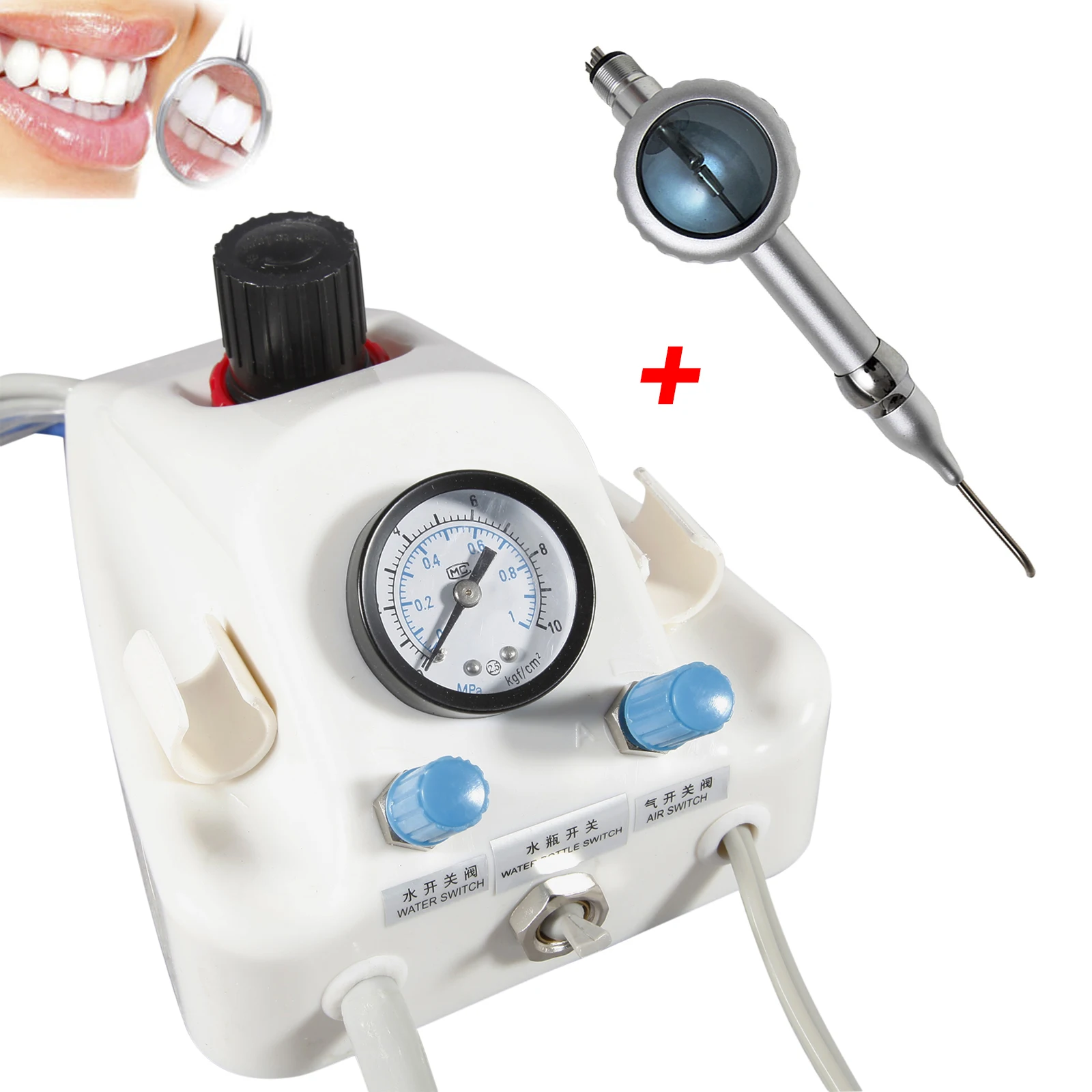 

Dental Portable Air Turbine Air Turbine Unit Work Water Syringe 4 Hole + Air Prophy Polisher 4 Hole