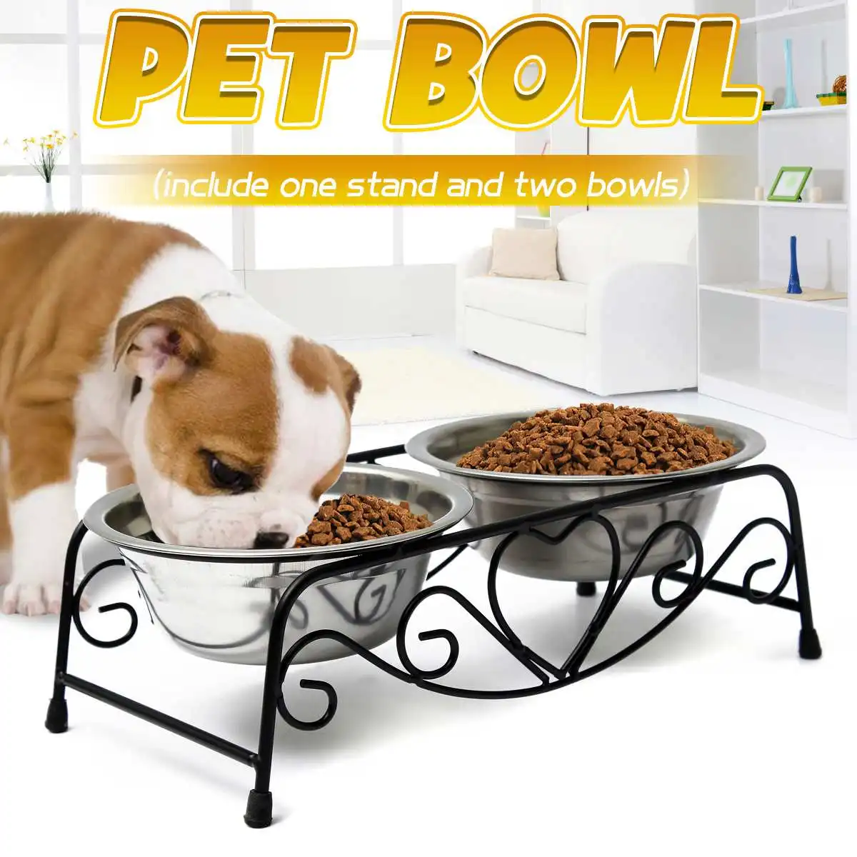 1 Set Fashion New Stainless Steel Double Feeder Dish Dog Cat Pet Food Water Bowl Retro Iron Stand
1 Set Fashion New Stainless Steel Double Feeder Dish Dog Cat Pet Food Water Bowl Retro Iron Stand