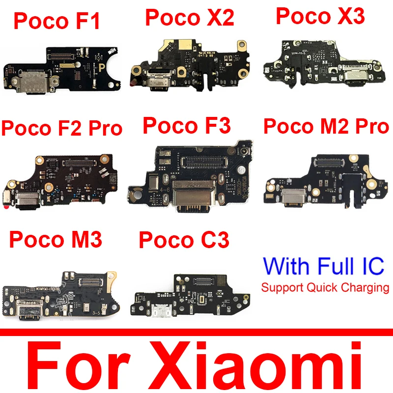 

USB Charger Dock Port Connector Board Flex Cable with Microphone For Xiaomi Mi Pocophone F1 F2 Pro For Poco X3 X2 M2 Pro M3 C3