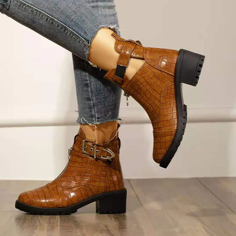 Women Fashion Leather Boots Platform Ankle Boots Women Short Booties Black Leather Thick Heel Boots Ladies Worker Womens Boots
Women Fashion Leather Boots Platform Ankle Boots Women Short Booties Black Leather Thick Heel Boots Ladies Worker Womens Boots