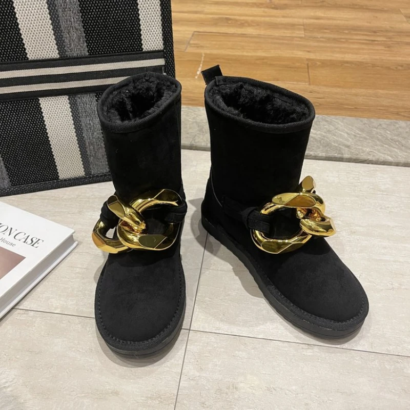 Женские зимние ботильоны Botas de mujer, женские зимние ботинки, украшенные множеством цепочек, женские сапоги, теплые замшевые сапоги из овчины
Женские зимние ботильоны Botas de mujer, женские зимние ботинки, украшенные множеством цепочек, женские сапоги, теплые замшевые сапоги из овчины