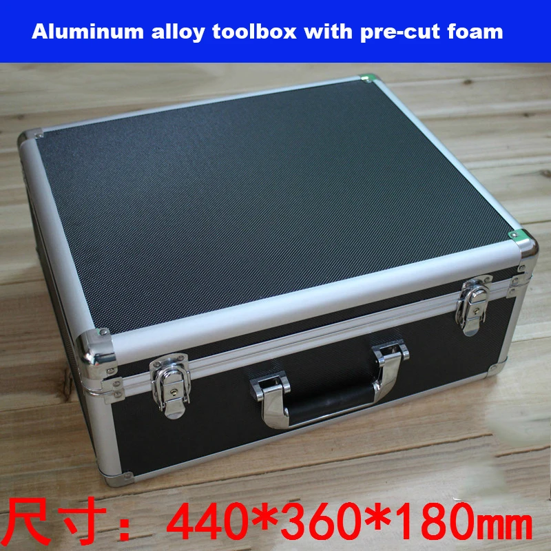 toolbox aluminium tool case magic props file storage carrying box Hand Gun case Locking with key lock and foam 43*35*17 CM
toolbox aluminium tool case magic props file storage carrying box Hand Gun case Locking with key lock and foam 43*35*17 CM