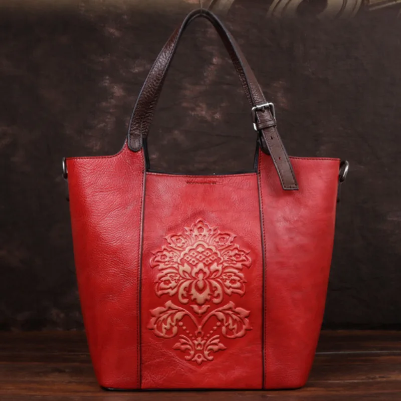 New Vintage Style Luxury Handbags Women Large Capacity Bucket Bag Genuine Cowhide Handmade Embossing Women Shoulder Bag Purses
New Vintage Style Luxury Handbags Women Large Capacity Bucket Bag Genuine Cowhide Handmade Embossing Women Shoulder Bag Purses