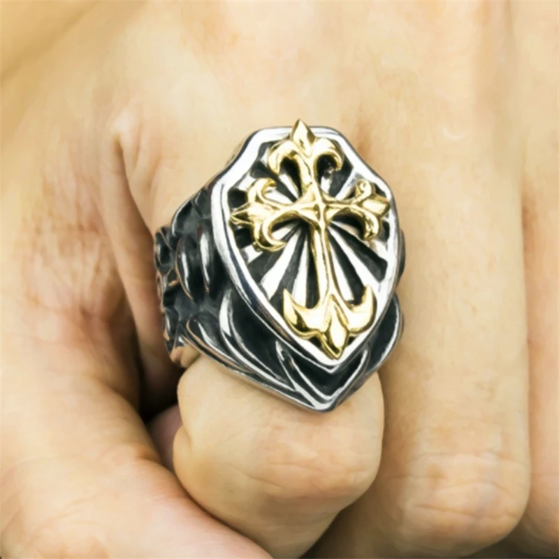Men's Fashion Classic Cross Shield Ring Punk Ring Rock Motorcycle Jewelry Ring Gift
Men's Fashion Classic Cross Shield Ring Punk Ring Rock Motorcycle Jewelry Ring Gift