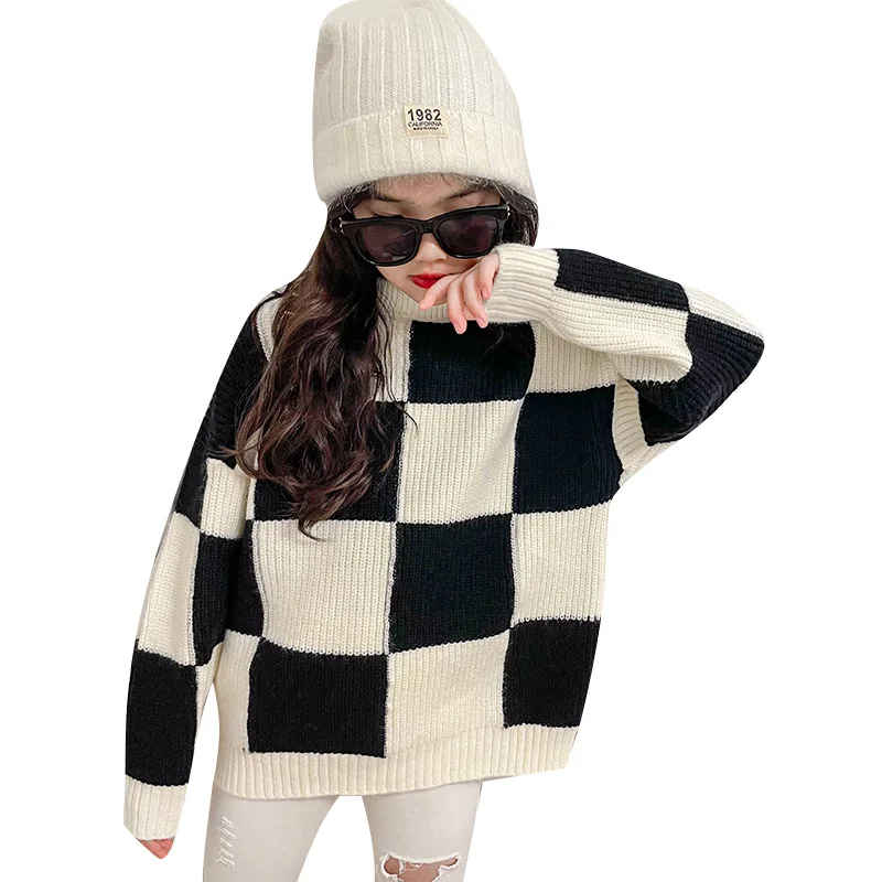 Свитер для девочек пуловер на зиму и весну вязаный свитер Детские повседневные