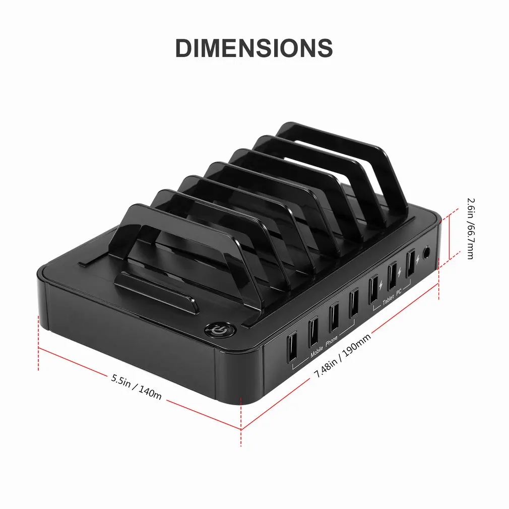 S762 Universal 7-port USB Charging Station USB Fast Charger Charging Dock with 60W Power Adapter for Tablets Smartphones Desktop
S762 Universal 7-port USB Charging Station USB Fast Charger Charging Dock with 60W Power Adapter for Tablets Smartphones Desktop