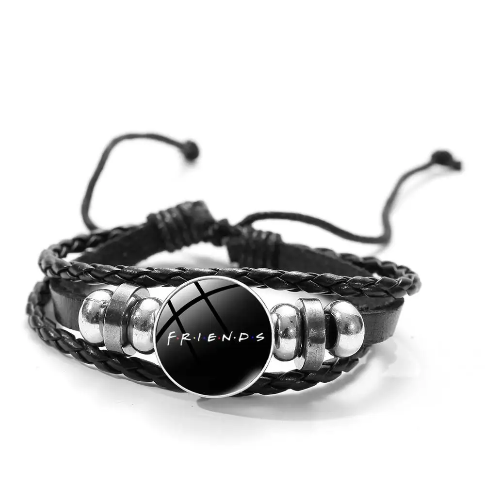 Hot! Friends TV Show Glass Buckle Leather Bracelet 25th Anniversary Commemorative Theme Black Multilayer Braided Bracelet
Hot! Friends TV Show Glass Buckle Leather Bracelet 25th Anniversary Commemorative Theme Black Multilayer Braided Bracelet