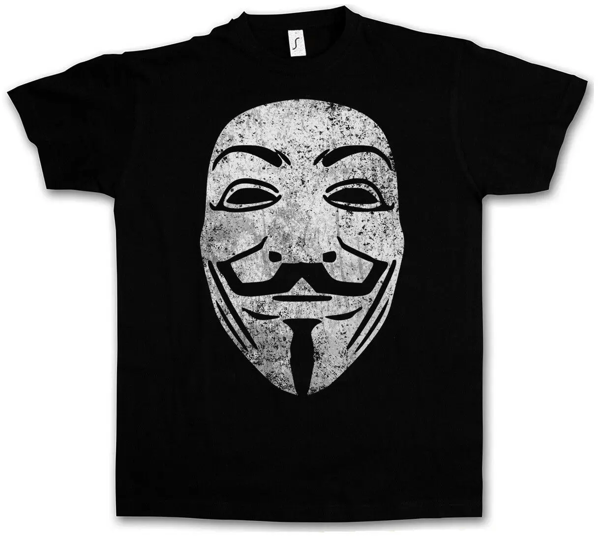 Маска Гая Фокса Винтажная Футболка V для Anonymous Vendetta Revolution английская