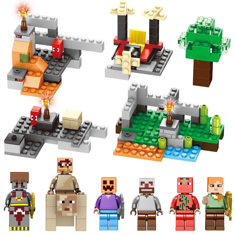 20 видов стилей Minecrafted пещера города строительные блоки маленького размера Идущие