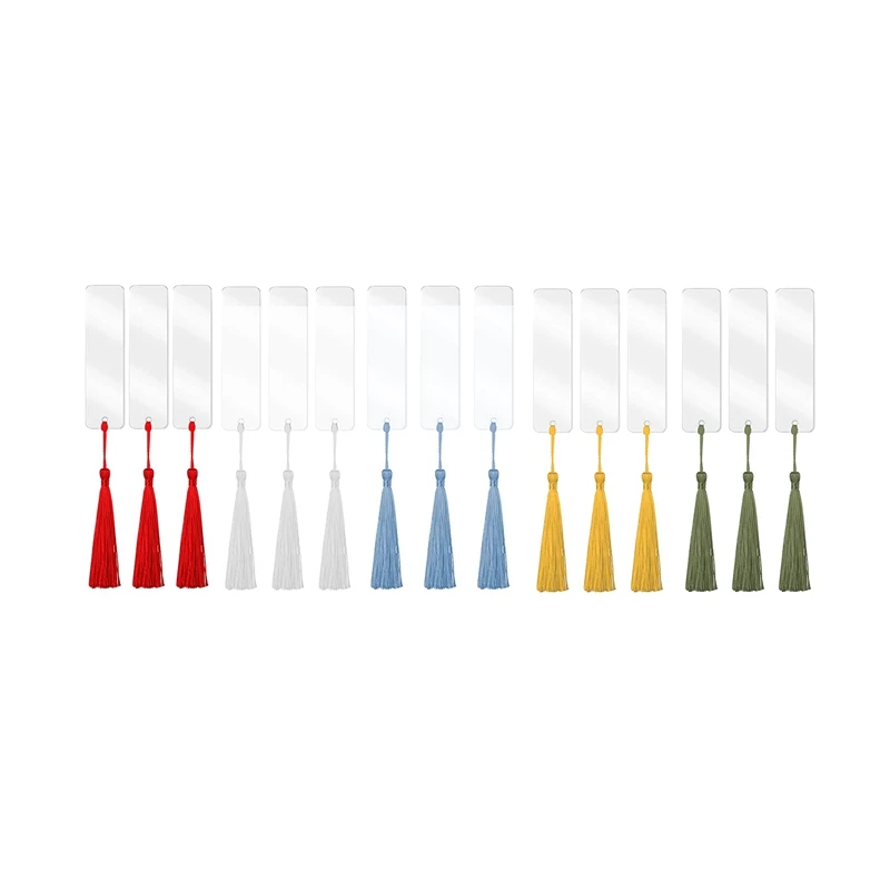 15 PCS Rectangle Acrylic Bookmark Blank Clear DIY Unfinished Book Markers with Colorful Tassels Ornaments Crafts Decors
15 PCS Rectangle Acrylic Bookmark Blank Clear DIY Unfinished Book Markers with Colorful Tassels Ornaments Crafts Decors