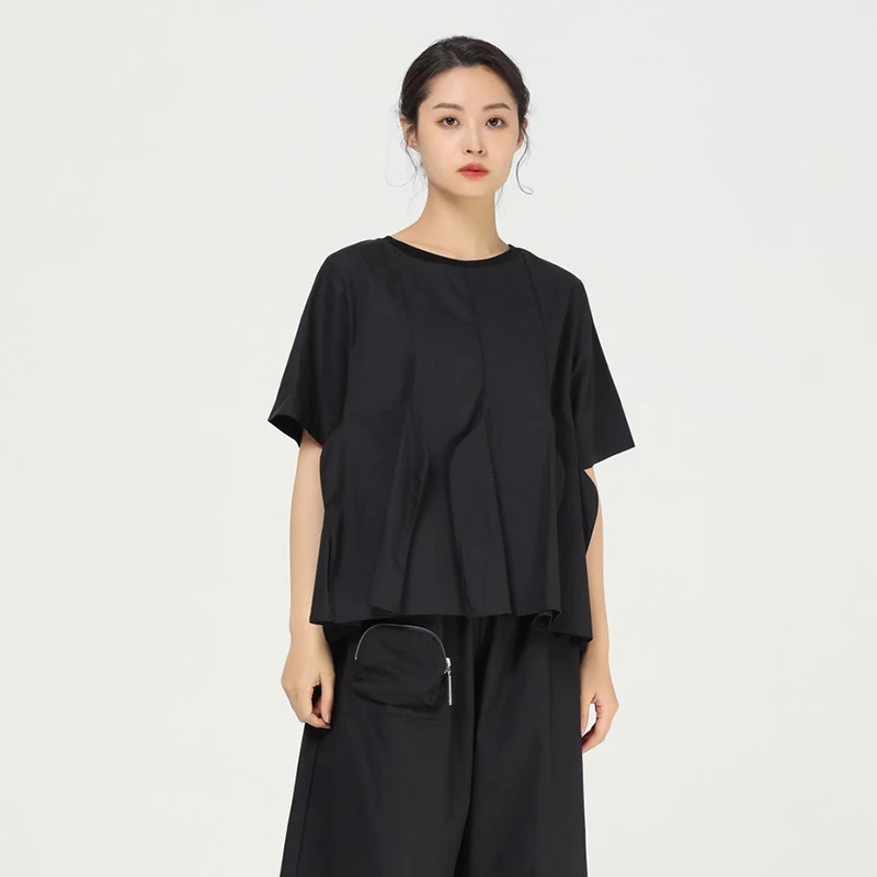 CHICEVER White T Shirt For Women O Neck Short Sleeve Ruched Loose Asymmetrical Hem Ruffles Designer T Shirts Female 2021 Clothes
CHICEVER White T Shirt For Women O Neck Short Sleeve Ruched Loose Asymmetrical Hem Ruffles Designer T Shirts Female 2021 Clothes
