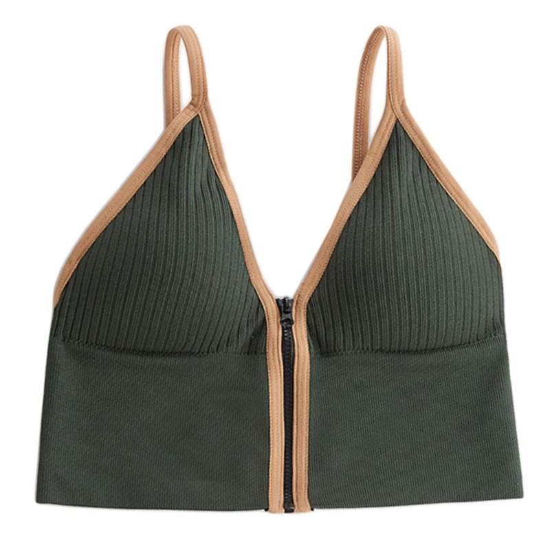 Women Sexy Deep V-Neck Zipper Front Camisole Contrast Color Trim Backless Tank Top Spaghetti Strap Ribbed Sports Bralette Q6PB
Women Sexy Deep V-Neck Zipper Front Camisole Contrast Color Trim Backless Tank Top Spaghetti Strap Ribbed Sports Bralette Q6PB