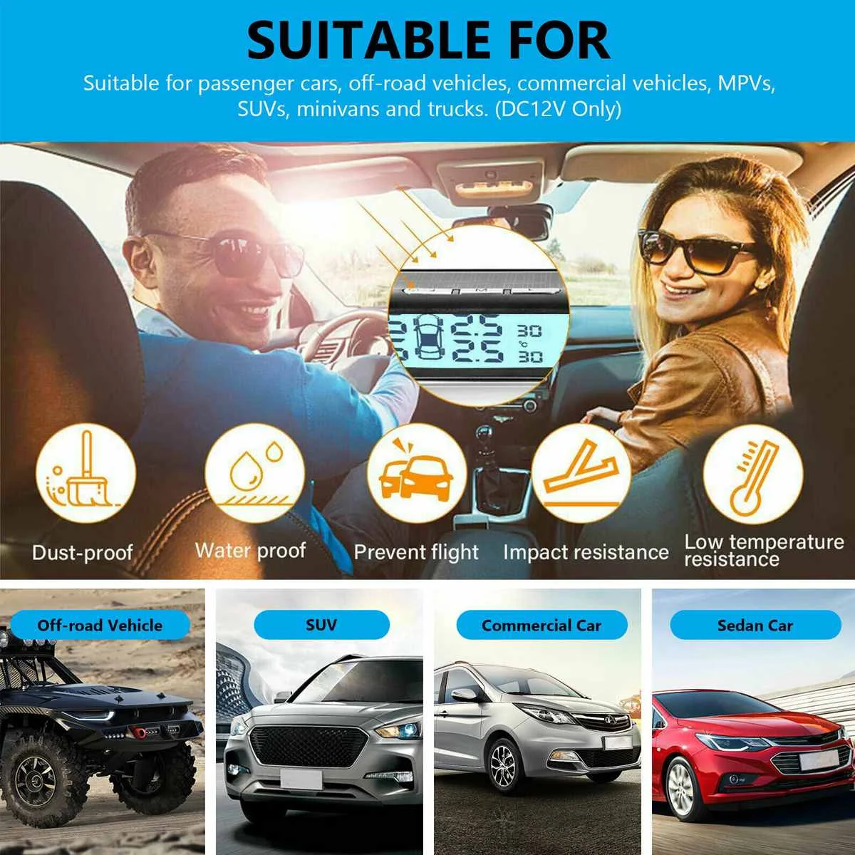 Solar Power TPMS Car Tire Pressure Alarm Monitor System with 4 External Sensor USB Digital Auto Security Alarm Tire Pressure
Solar Power TPMS Car Tire Pressure Alarm Monitor System with 4 External Sensor USB Digital Auto Security Alarm Tire Pressure