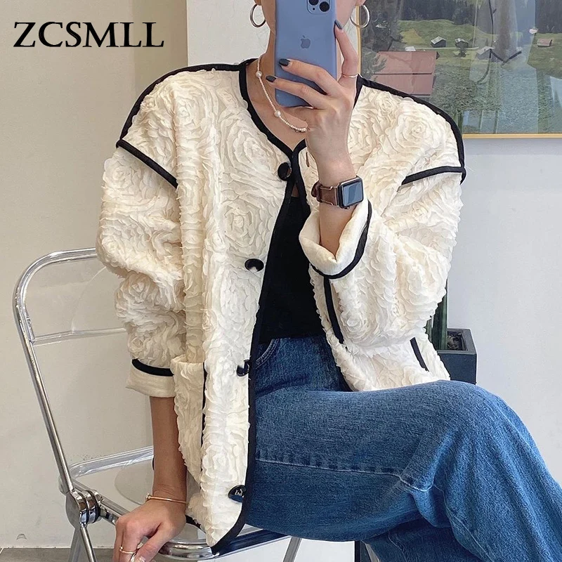 ZCSMLL Korean French Temperament Contrast Color Three-dimensional Lace Design Loose Single-breasted Long-sleeved Jacket Women
ZCSMLL Korean French Temperament Contrast Color Three-dimensional Lace Design Loose Single-breasted Long-sleeved Jacket Women